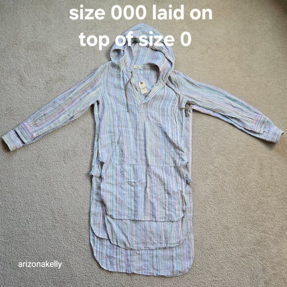 NWOT The Salting Linen Hoodie Tunic Coverup 0 Colorful Stripe - Picture 10 of 11